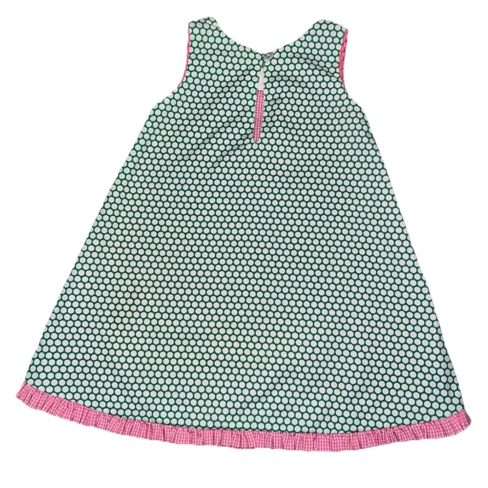 Girls Owl Polka Dot A-Line Sleeveless reversible Dress Pink Green 12M. - Picture 2 of 7